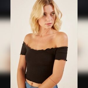 Reformation Black Off-Shoulder Top